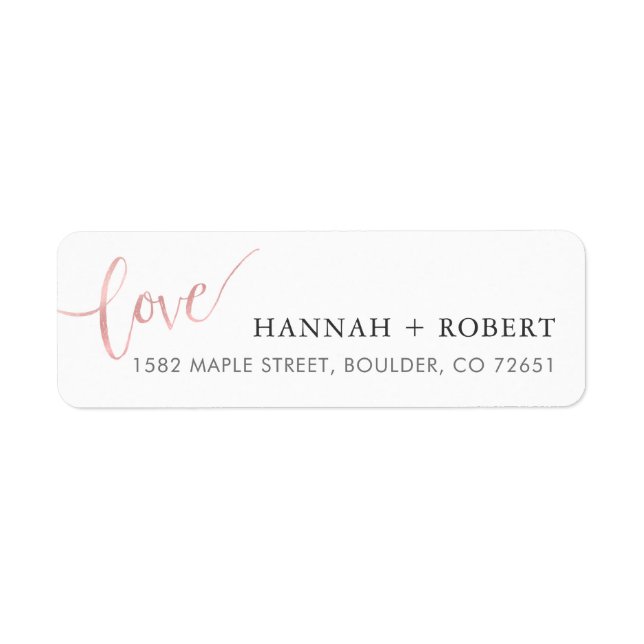 Love Script Wedding Return Address Label (Front)