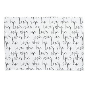 Love Script White Romantic Chic Pillowcase