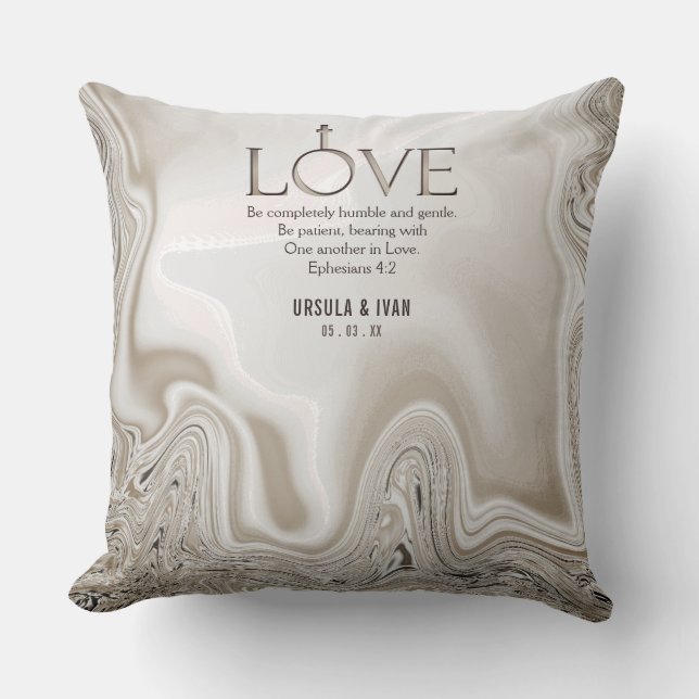 Love Scripture Verse Ephesians 4:2 Wedding Cushion (Front)