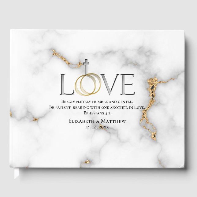 Love Scripture Verse Ephesians 4:2 Wedding Guest Book (Front)