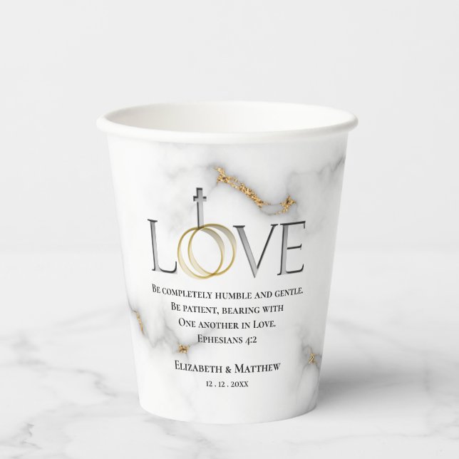 Love Scripture Verse Ephesians 4:2 Wedding Paper Cups (Front)