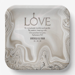 Love Scripture Verse Ephesians 4:2 Wedding Paper Plate