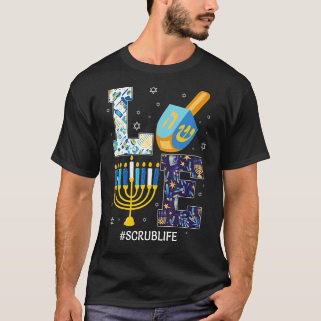 Love Scrub Life Chanukah Jewish Hanukkah Pajama T-Shirt (Front)