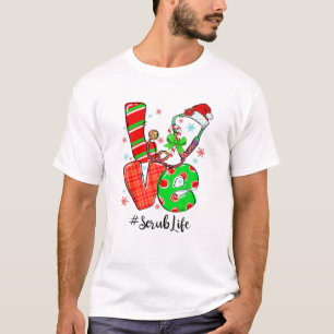 LOVE Scrub Life Christmas Stethoscope Nurse Nursin T-Shirt