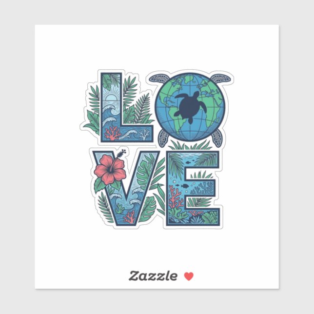 Love Sea Turtle Earth Tropical (Sheet)