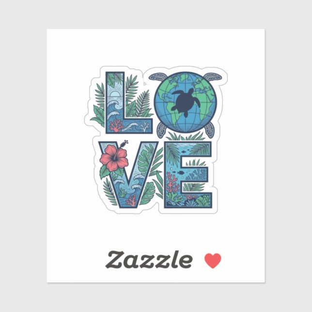 Love Sea Turtle Earth Tropical (Sheet)
