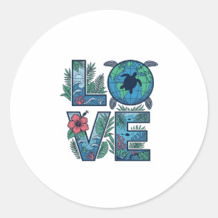 Love Sea Turtle Earth Tropical Classic Round Sticker