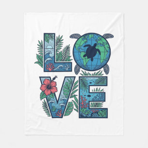 Love Sea Turtle Earth Tropical Fleece Blanket