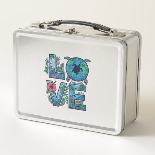 Love Sea Turtle Earth Tropical Metal Lunch Box