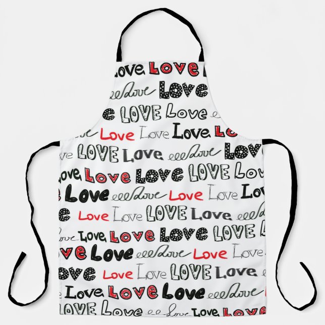 Love Seamless pattern. Love hand written lettering Apron (Front)