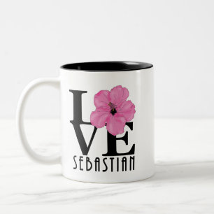 LOVE Sebastian 11oz pink hibiscus Two-Tone Coffee Mug