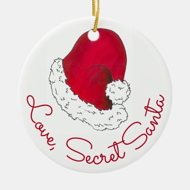 Love, Secret Santa Claus Merry Christmas Gift Xmas Ceramic Tree Decoration (Front)