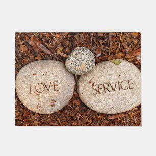 "Love" "Service" Spiritual Religious Stone Doormat
