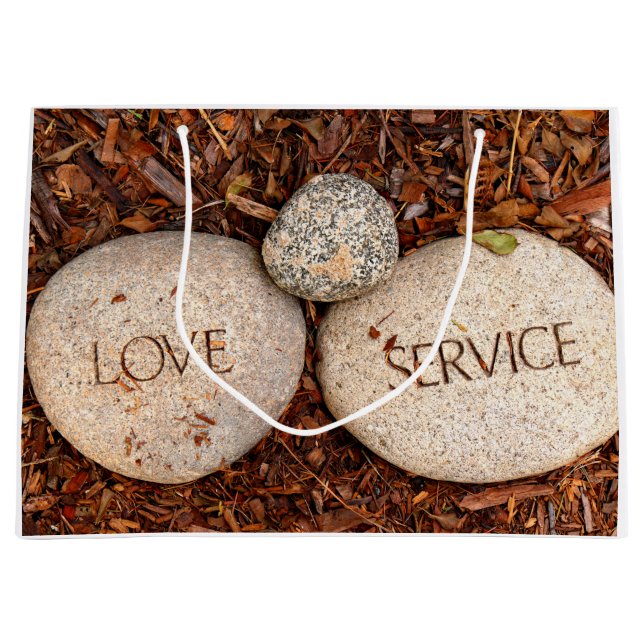 "Love" "Service" Spiritual Religious Stones Large Gift Bag (Front)