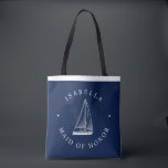 Love Sets Sail Nautical Wedding Party Tote Bag<br><div class="desc">Sailboat nautical themed wedding customised navy bags featuring the names of your wedding party and guest.</div>