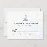 Love Sets Sail Sailboat Nautical Wedding Navy RSVP