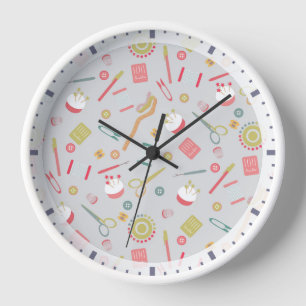 Love Sewing Accessories Grey Clock