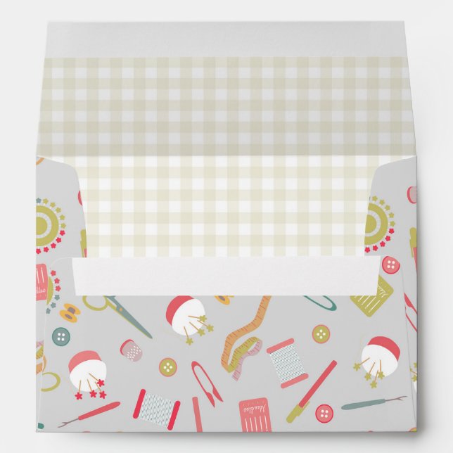 Love Sewing Accessories Grey Gingham Envelope (Back (Bottom))