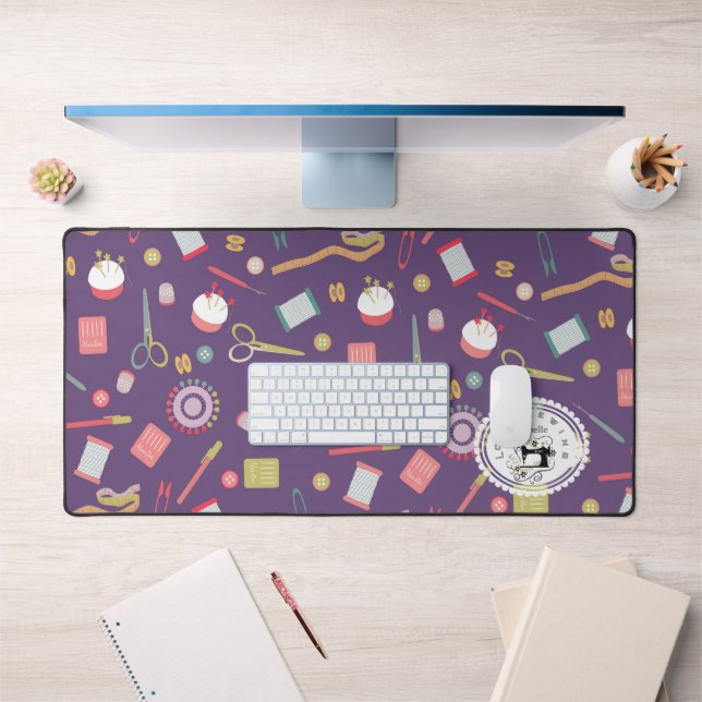 Love Sewing Accessories Purple Desk Mat (Office 1)