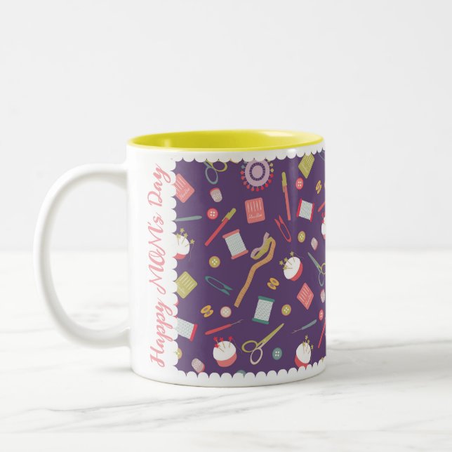Love Sewing Accessories Purple Two-Tone Coffee Mug (Left)