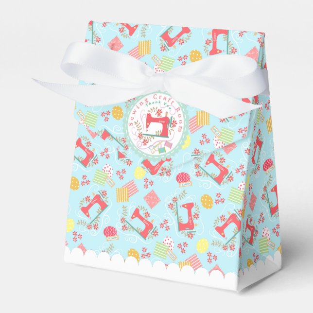 Love Sewing Blue Favour Box (Front Side)