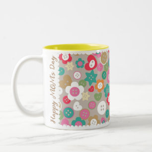 Love Sewing Buttons Grey Two-Tone Coffee Mug