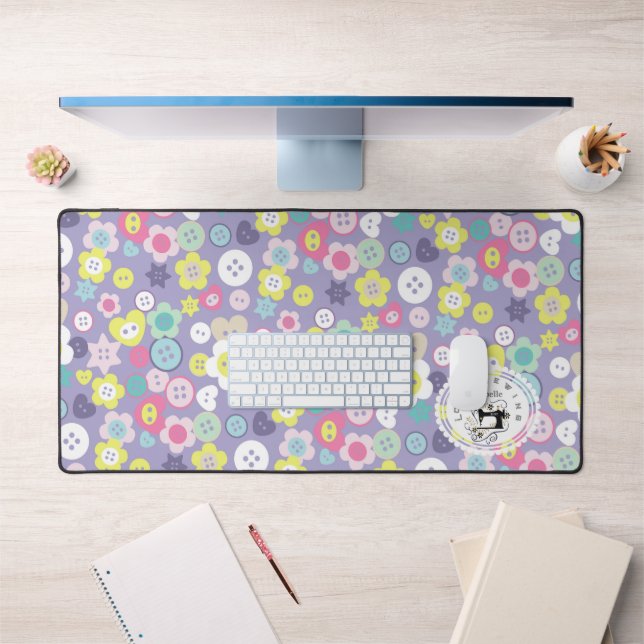 Love Sewing Buttons Purple Desk Mat (Office 1)