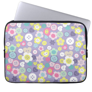Love Sewing Buttons Purple Laptop Sleeve