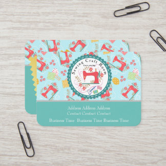Love Sewing Cute Photo Blue Business Card