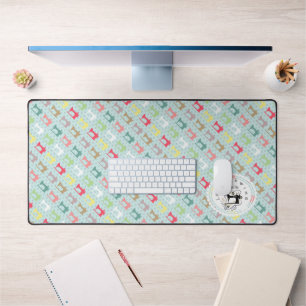Love Sewing Machine Blue Desk Mat