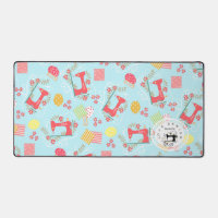 Love Sewing Machine Blue Desk Mat