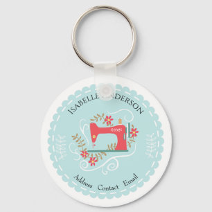 Love Sewing Machine. Blue Key Ring