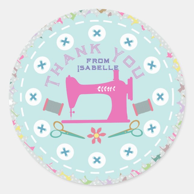 Love Sewing Machine  Classic Round Sticker (Front)