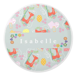 Love Sewing Machine Grey Ceramic Knob