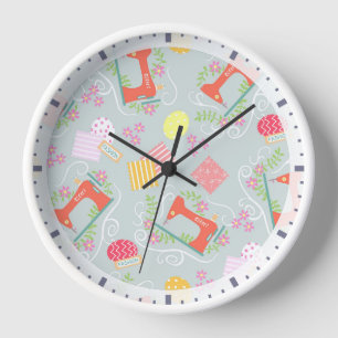 Love Sewing Machine Grey Clock