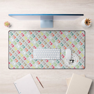 Love Sewing Machine Grey Desk Mat