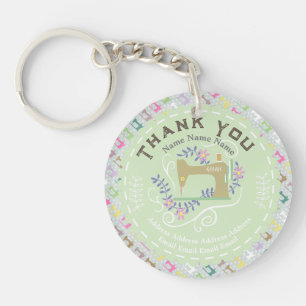Love Sewing Machine Pastel Green Key Ring