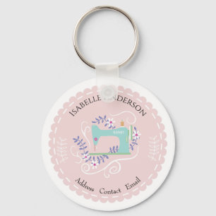 Love Sewing Machine. Peach Key Ring