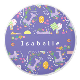 Love Sewing Machine Purple Ceramic Knob