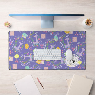 Love Sewing Machine Purple Desk Mat