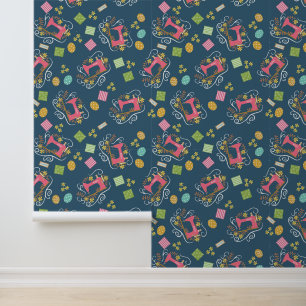 Love Sewing Machine Teal Wallpaper