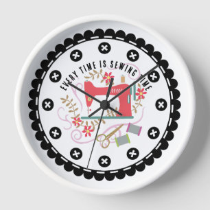 Love Sewing Machine White Clock