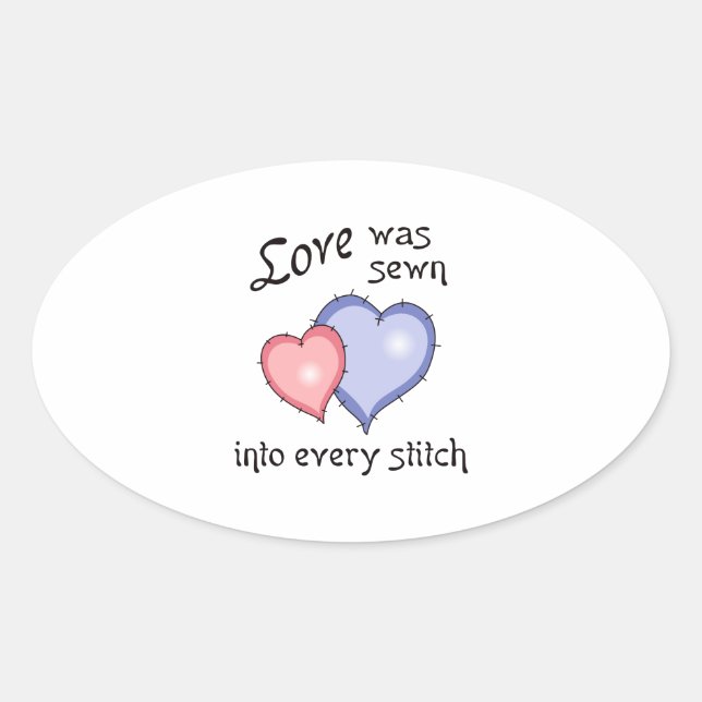 LOVE SEWN OVAL STICKER (Front)