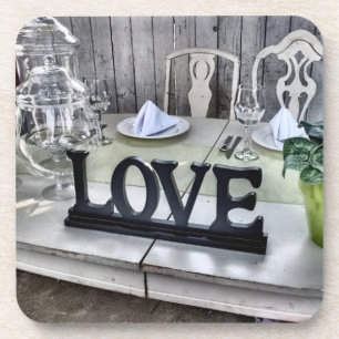 LOVE - Shabby Chic Outdoor Wedding Reception Coaster