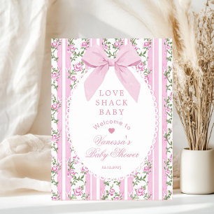 Love Shack Baby Coquette Bow Baby Shower Welcome Poster