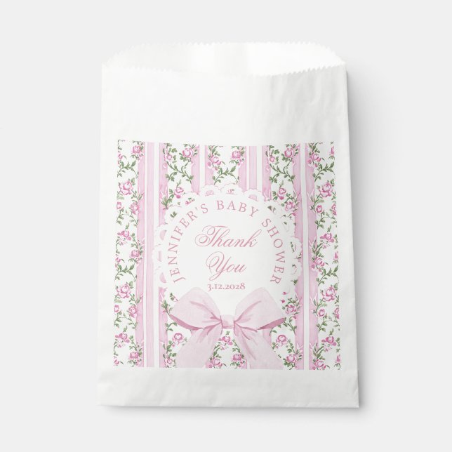 Love Shack Baby Coquette Pink Bow Thank you Favour Bag (Front)