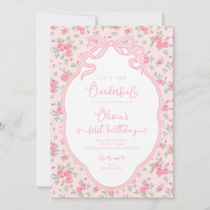 Love Shack Bow Isn't She Onederful 1st Birthday Invitation