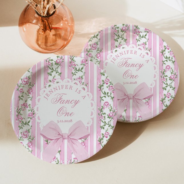 Love Shack Fancy One Coquette Bow 1st Birthday Paper Plate (Creator Uploaded)