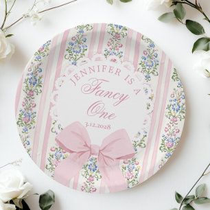 Love Shack Fancy One Coquette Bow 1st Birthday Paper Plate