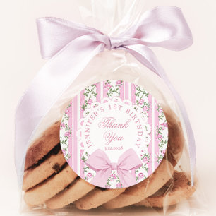 Love Shack Fancy One Floral Coquette Bow Birthday Classic Round Sticker